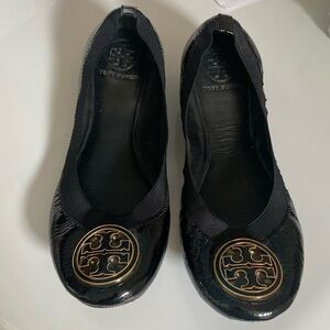 Tory Burch Black Patten Ballet Slippers. Size 8.5